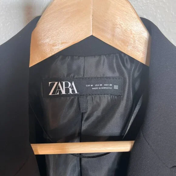 ZARA Blazer with Rolled Up Sleeves Black size M - Picture 7 of 8